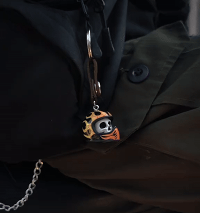 Handmade Skull Helmet Keychain