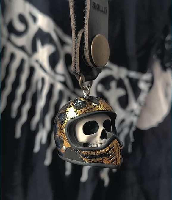 Handmade Skull Helmet Keychain