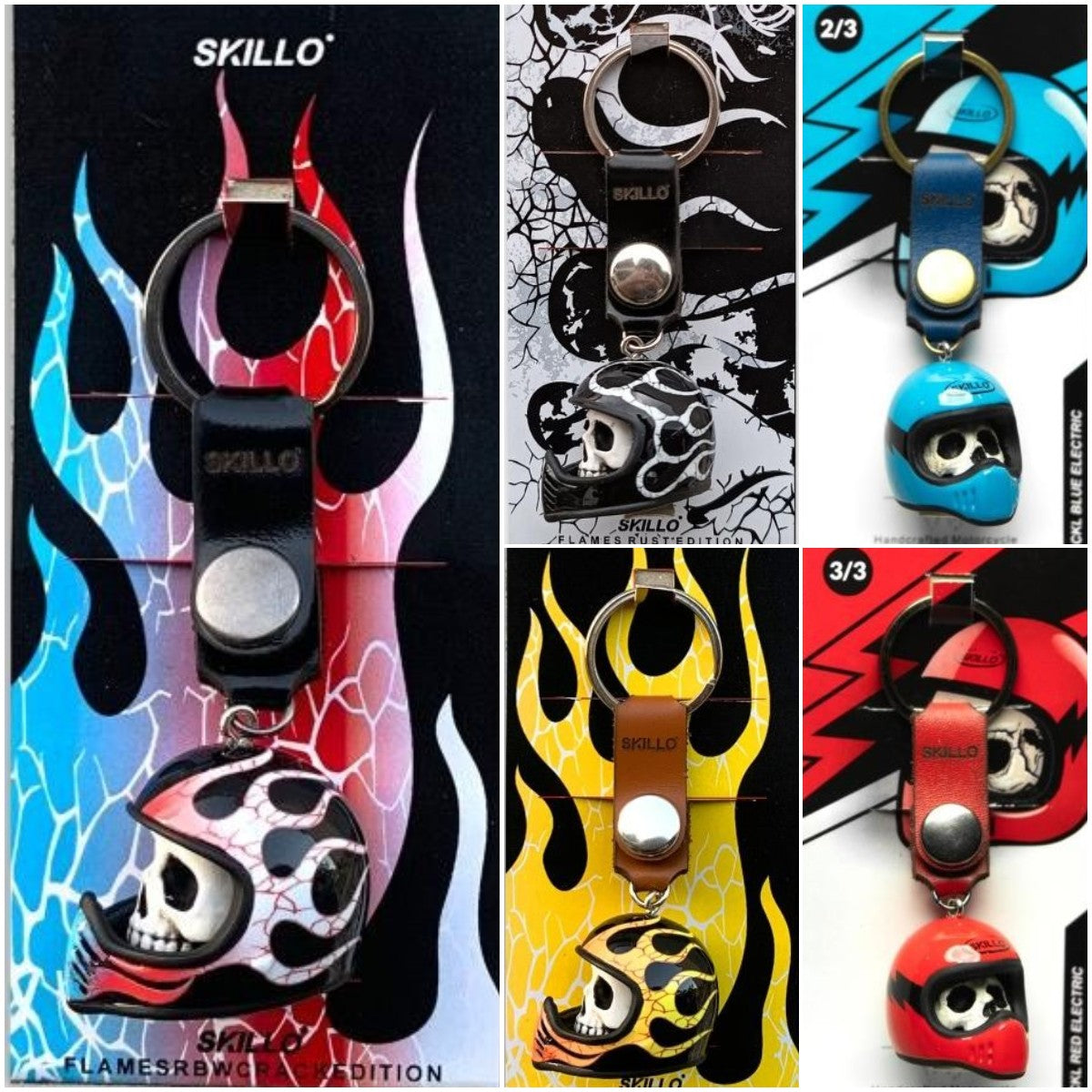 Handmade Skull Helmet Keychain
