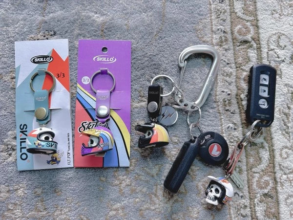 Handmade Skull Helmet Keychain