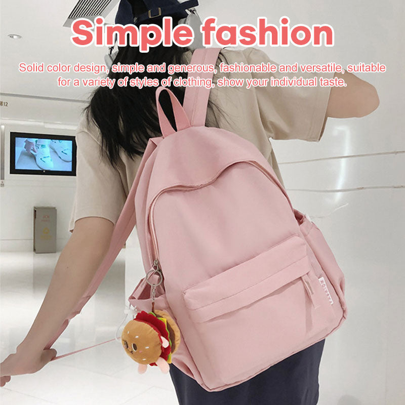 Large Capacity Simple Solid Color Backpack-Back To School & New Student Gift
