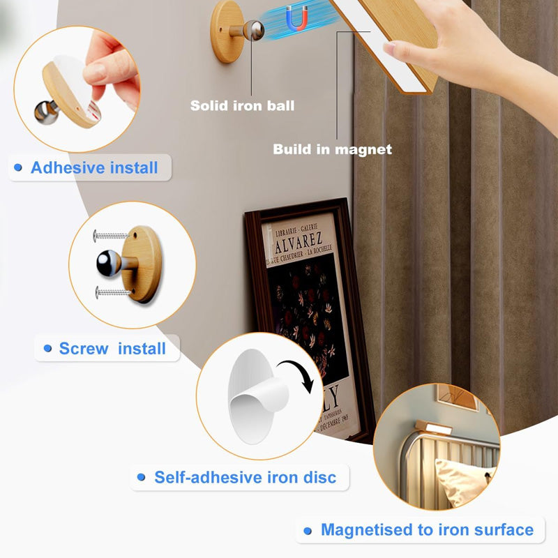 Wooden Magnetic Minimalist Wall Lamp