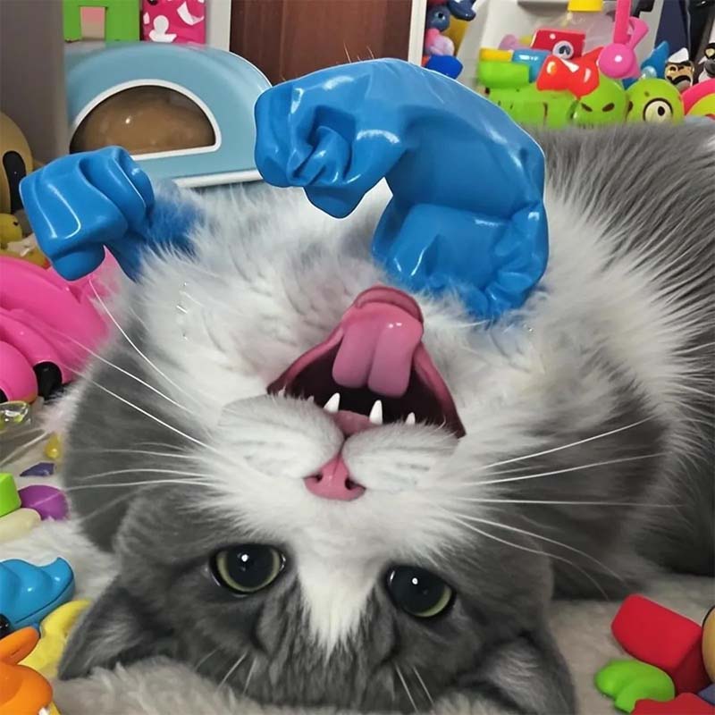 Muscular Hands And Arms With Creative Cat/Dog Necklace