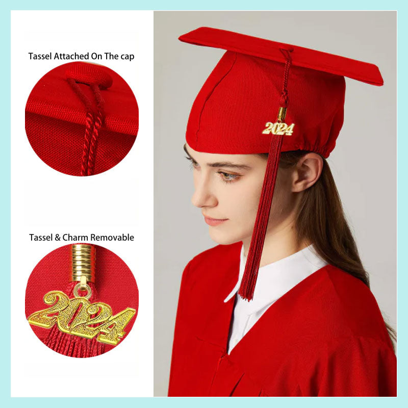 Matte Graduation Hat Band 2024 Tassel Year Pendant