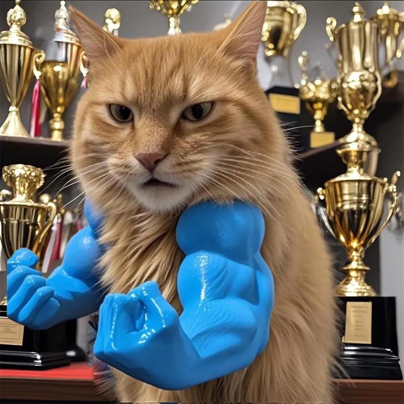 Muscular Hands And Arms With Creative Cat/Dog Necklace