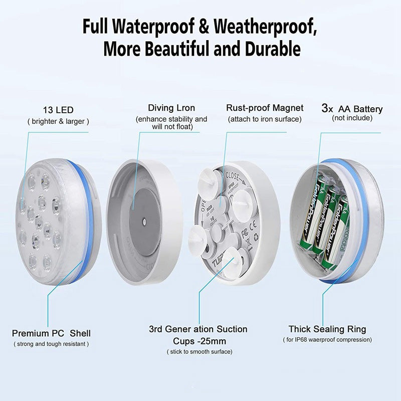 LED Remote Control Magnet Suction Cup Diving Light