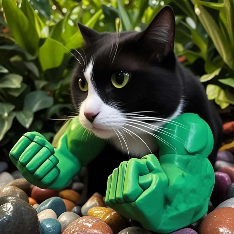 Muscular Hands And Arms With Creative Cat/Dog Necklace