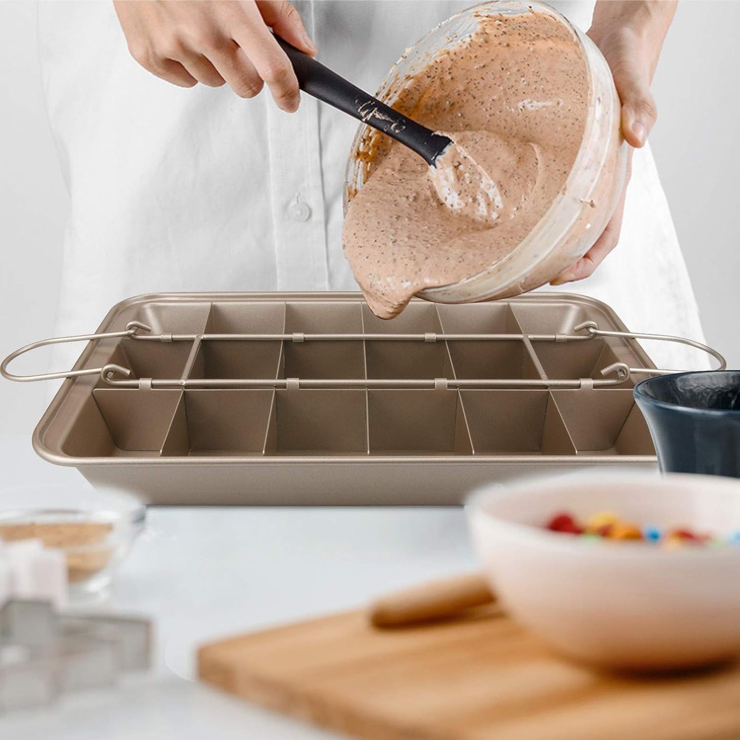 Brownie Pan with Dividers, Non-Stick Backing Pan