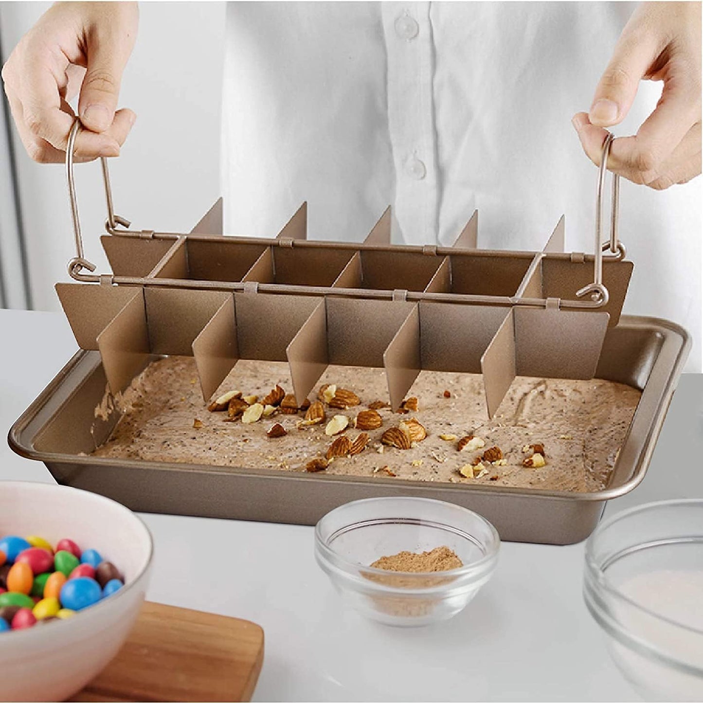 Brownie Pan with Dividers, Non-Stick Backing Pan