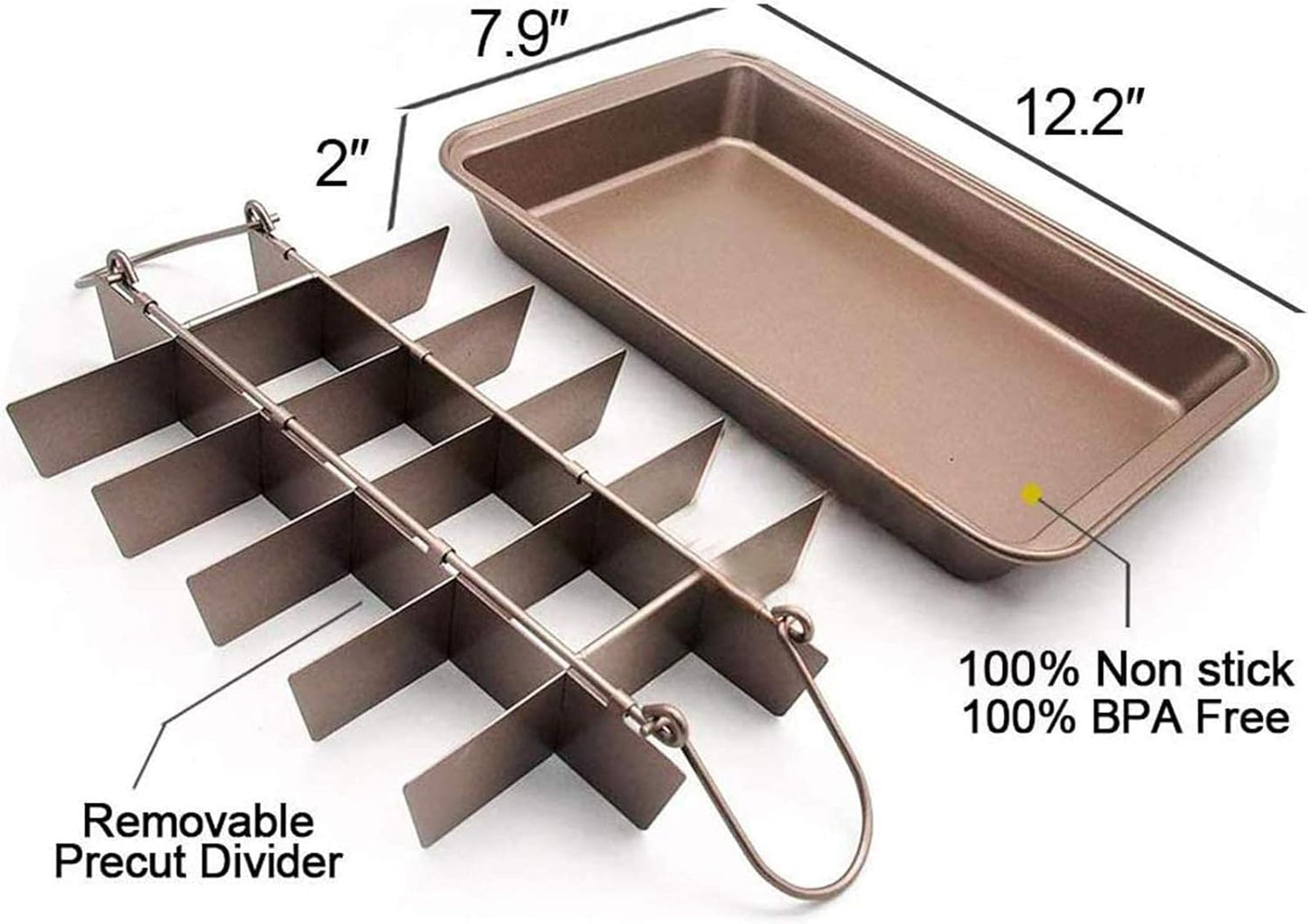 Brownie Pan with Dividers, Non-Stick Backing Pan