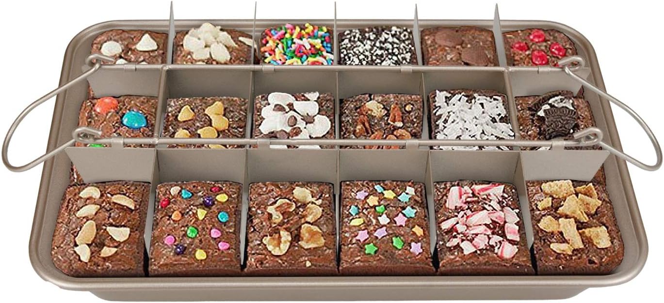 Brownie Pan with Dividers, Non-Stick Backing Pan