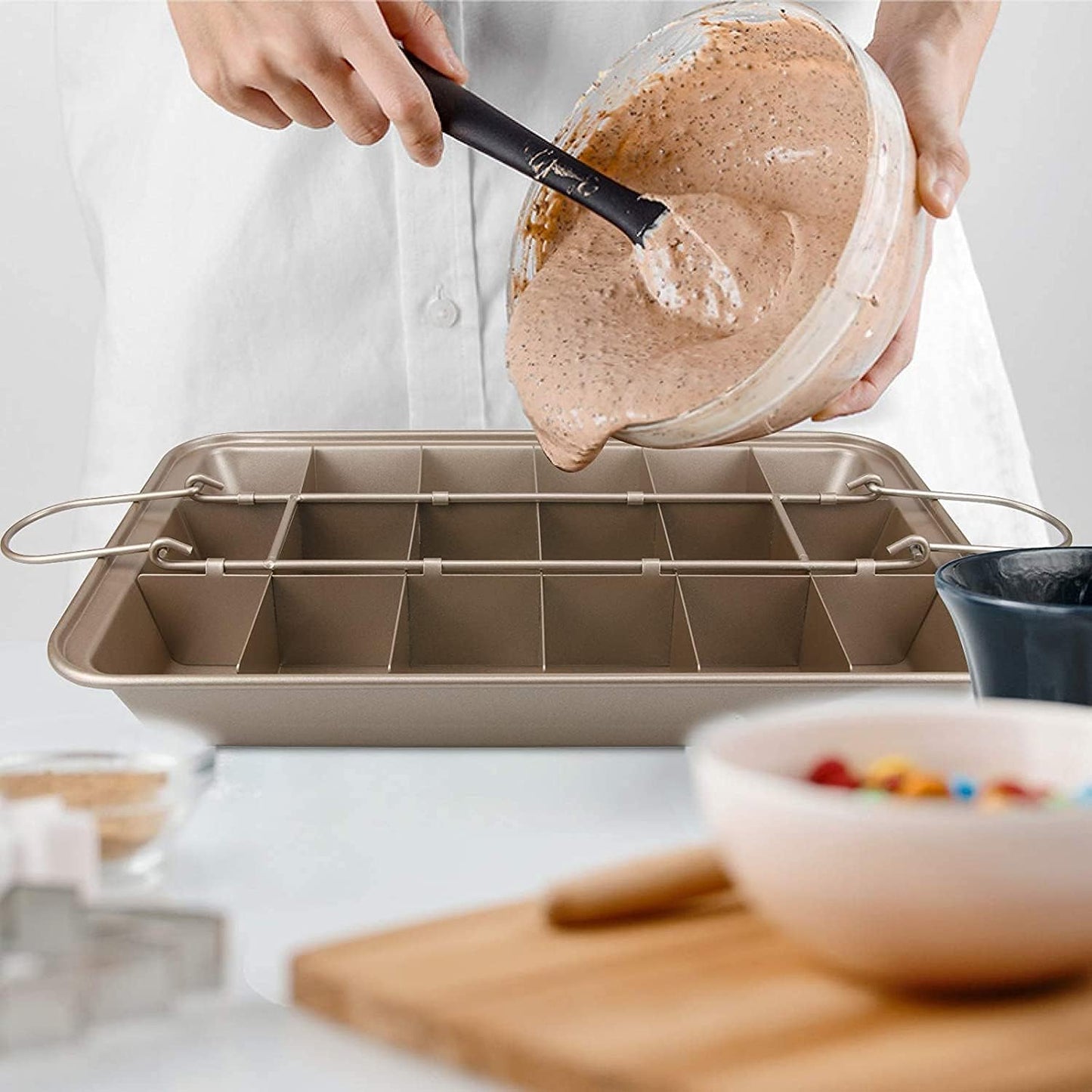Brownie Pan with Dividers, Non-Stick Backing Pan