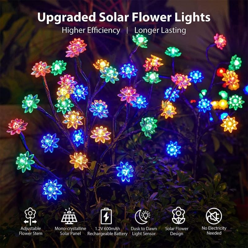 ✨Utendørs vanntette Cherry Blossom Multicolor Solar Garden Lights🎉/✨Outdoor Waterproof Cherry Blossom Multicolor Solar Garden Lights🎉