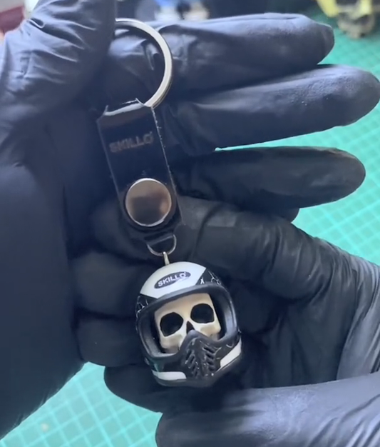 Handmade Skull Helmet Keychain