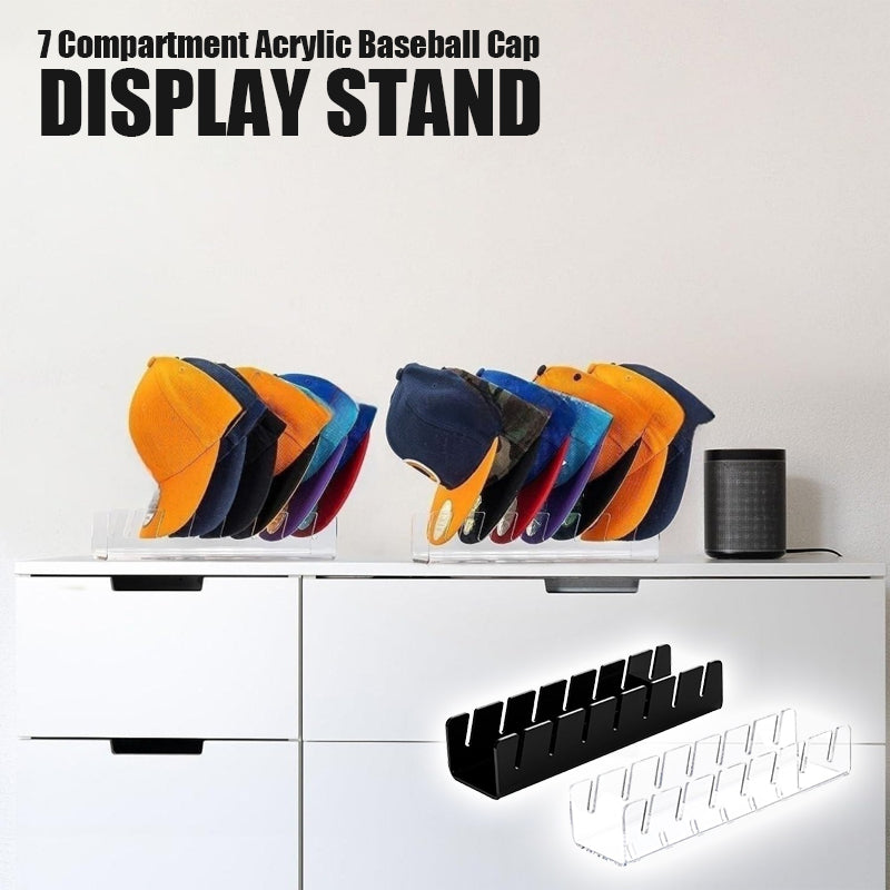 7 Compartment Acrylic Baseball Cap Display Stand
