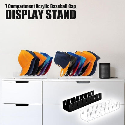 7 Compartment Acrylic Baseball Cap Display Stand