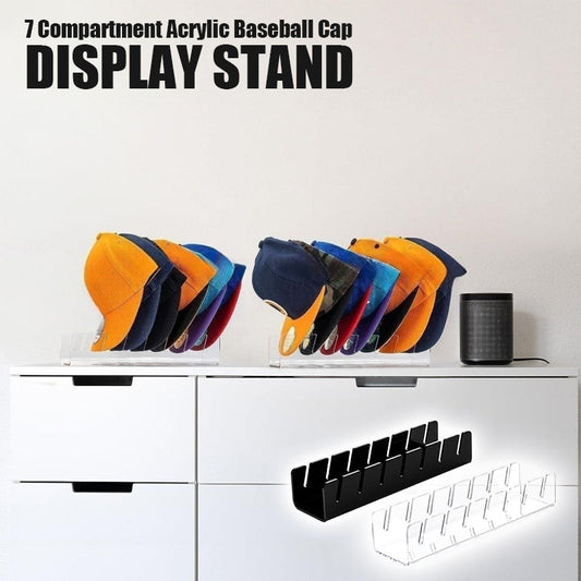 7 Compartment Acrylic Baseball Cap Display Stand