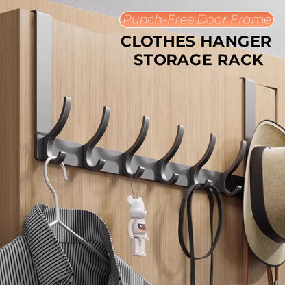 Punch-Free Door Frame Clothes Hanger Storage Rack