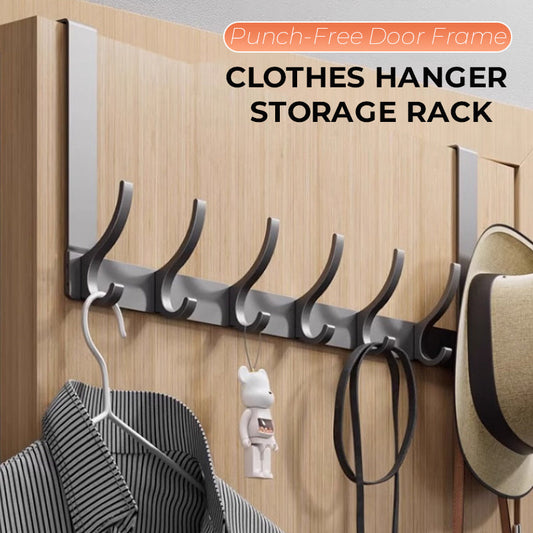 Punch-Free Door Frame Clothes Hanger Storage Rack
