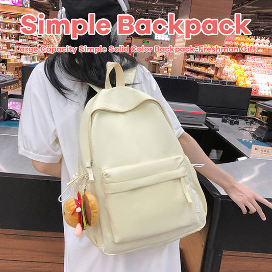 Large Capacity Simple Solid Color Backpack-Back To School & New Student Gift