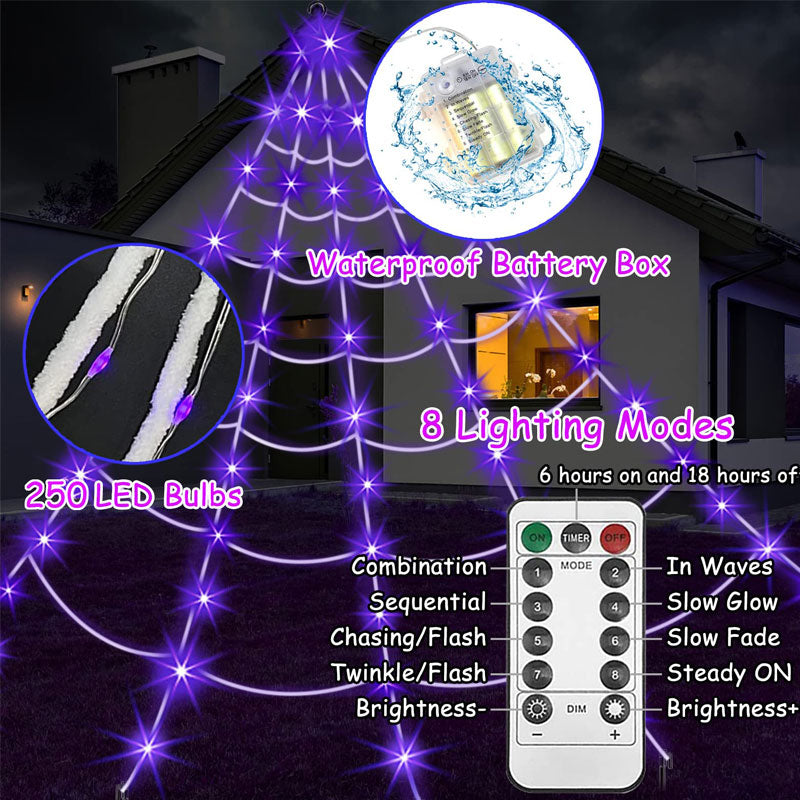 🕷️💡Halloween Glowing Triangle Spider Web