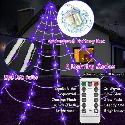 🕷️💡Halloween Glowing Triangle Spider Web