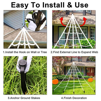🕷️💡Halloween Glowing Triangle Spider Web