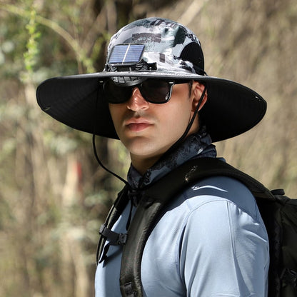 Wide-Brimmed Solar Fan Outdoor Hat - Solar & USB Charging