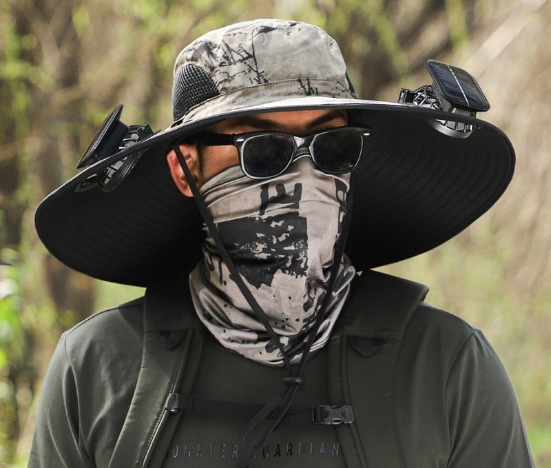 Wide-Brimmed Solar Fan Outdoor Hat - Solar & USB Charging