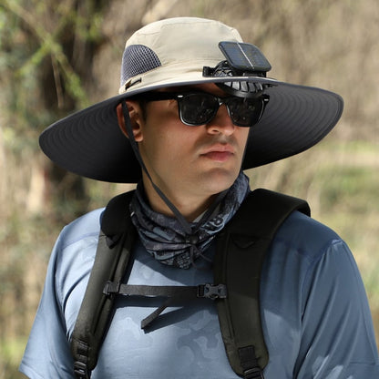 Wide-Brimmed Solar Fan Outdoor Hat - Solar & USB Charging