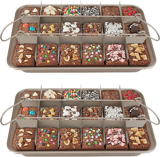 Brownie Pan with Dividers, Non-Stick Backing Pan