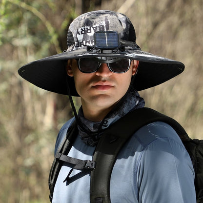 Wide-Brimmed Solar Fan Outdoor Hat - Solar & USB Charging